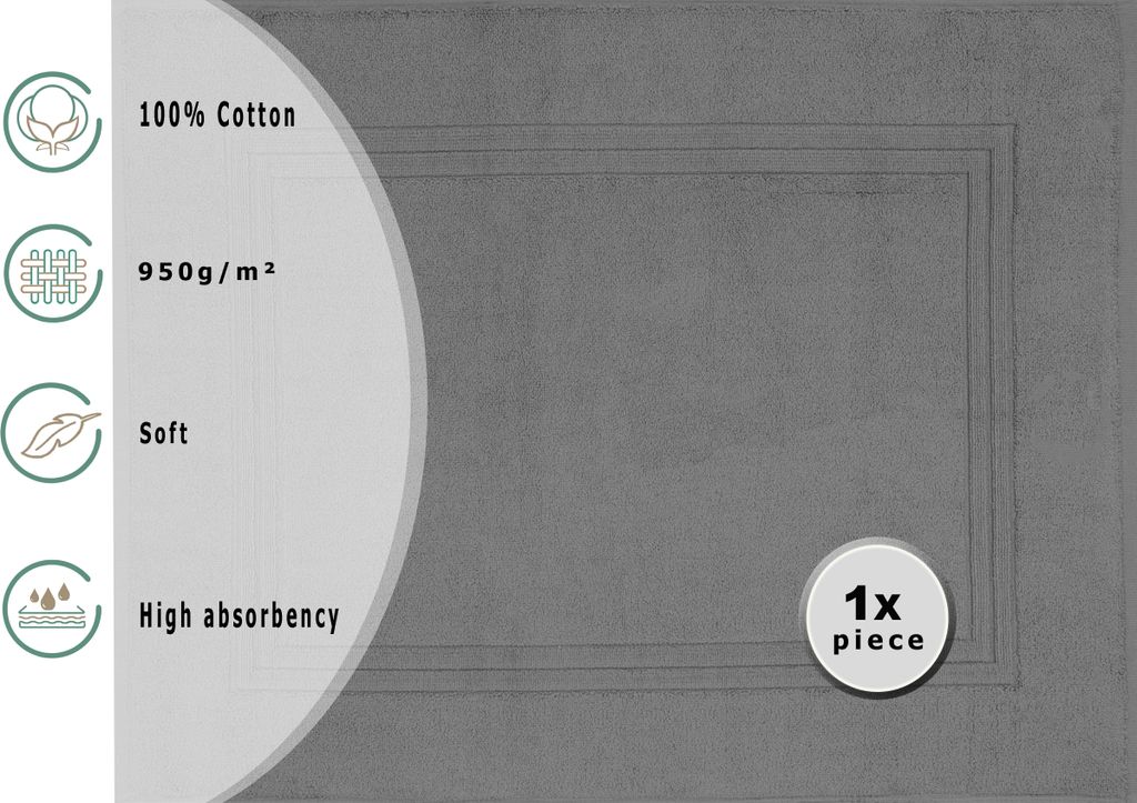 Betz Luxus Badvorleger Badematte Duschvorlage GOLD Größe 50x70 cm Qualität 950g/m² 100% Baumwolle Farbe - silber 2 Stück 5005070029121