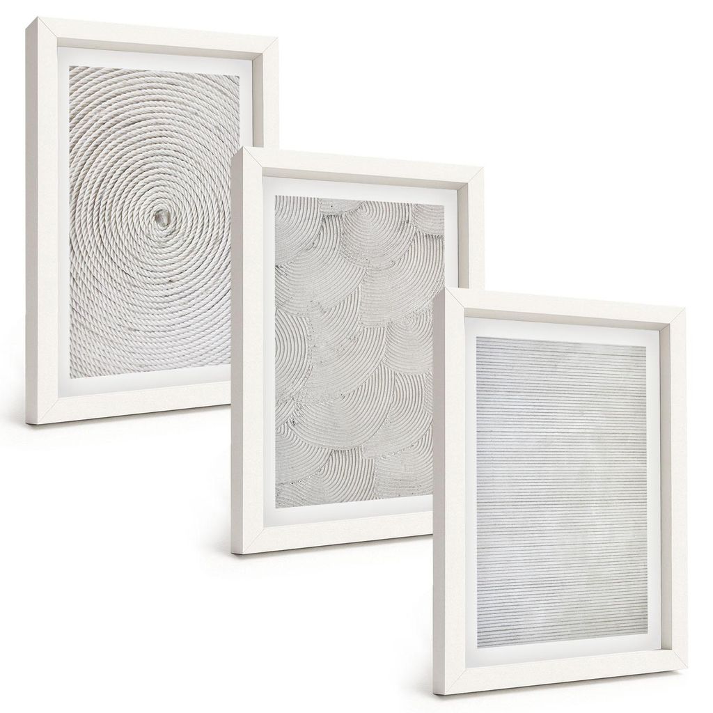 Bilder Set 3-teilig im weißen Rahmen – Wandbilder 3 Stück – gerahmte Poster für Wohnzimmer, Schlafzimmer und Flur – 20x30 cm – Geometris...