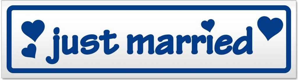 Kiwistar - Autoaufkleber - Verkehrsblau - 20 x 5,3 cm - Just Married - Hinweis Aufkleber Sticker für Auto, Kfz, Fahrrad, PKW, LKW