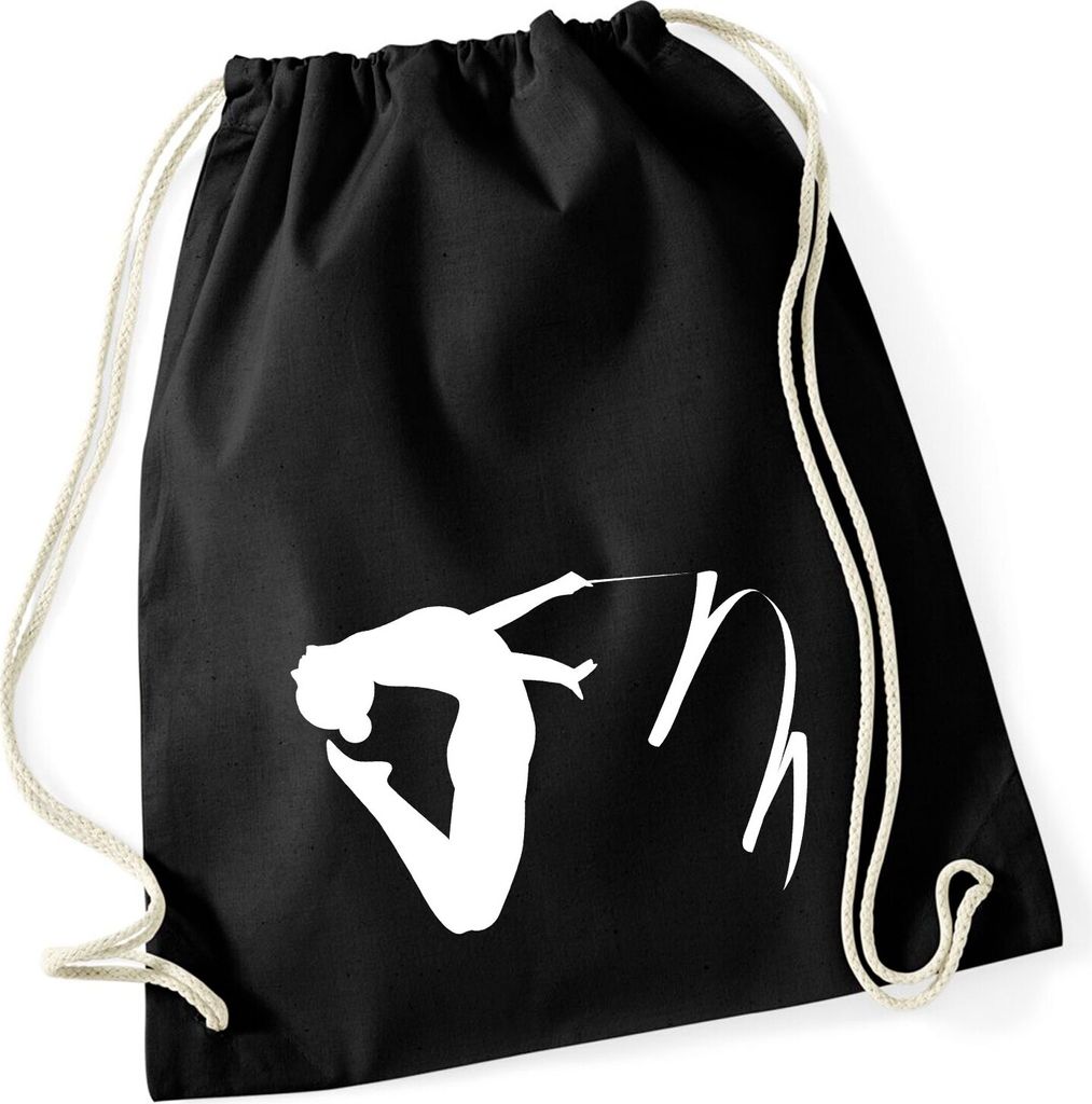 Huuraa Turnbeutel Rhythmische Sportgymnastik Silhouette 12 Liter Black Baumwolle Rucksack Geschenkidee