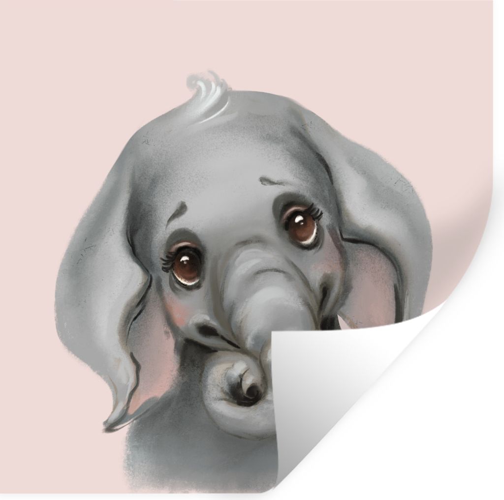 MuchoWow Wandtattoo Wandsticker Wandaufkleber Elefant - Rosa - Dschungel 80x80 cm Selbstklebend und Repositionierbar - Wierderverwendbar - Selbst...