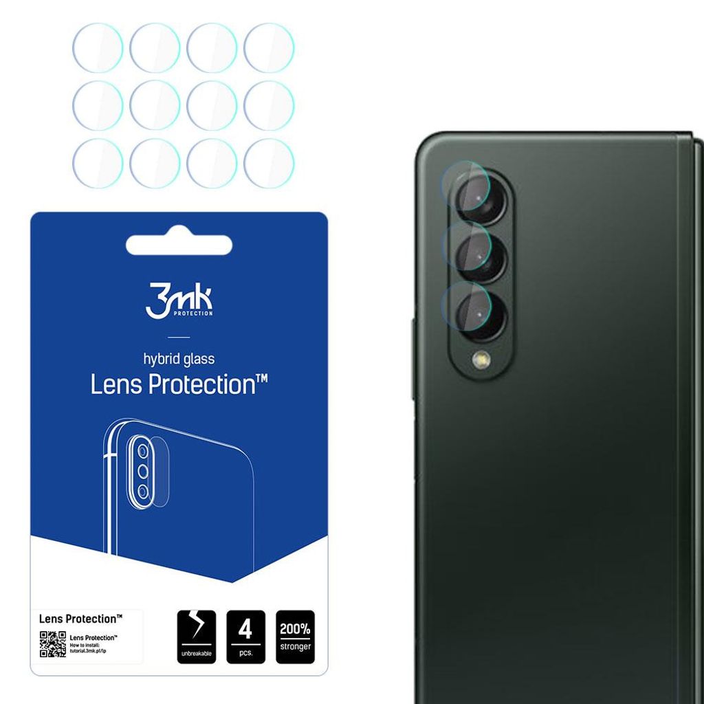 3mk Hybridglas Lens Protection für Samsung Galaxy Z Fold3 5G Kamera Objektiv Kameralinse (4 Stück)