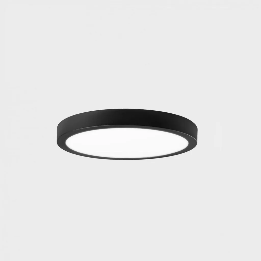 Plafonnier LED plat 24W noir DALI pour plafond bas DISC SLIM 225mm