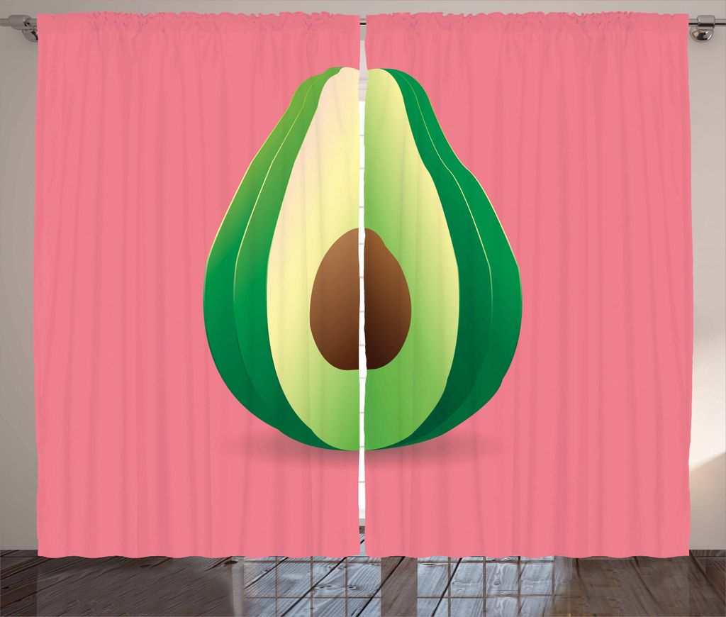 ABAKUHAUS Avocado Rustikaler Vorhang, Frisch Gesund Avocado, Wohnzimmer Universalband Gardinen mit Schlaufen und Haken, 280 x 245 cm, Pale Pink Gr...