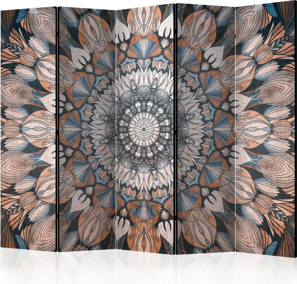 Akusticher Raumteiler Mandala Foto Paravent 225x172 cm beidseitig auf Vlies-Leinwand bedruckt Akustikschaum Trennwand Spanische Wand Sichtschutz Ho...