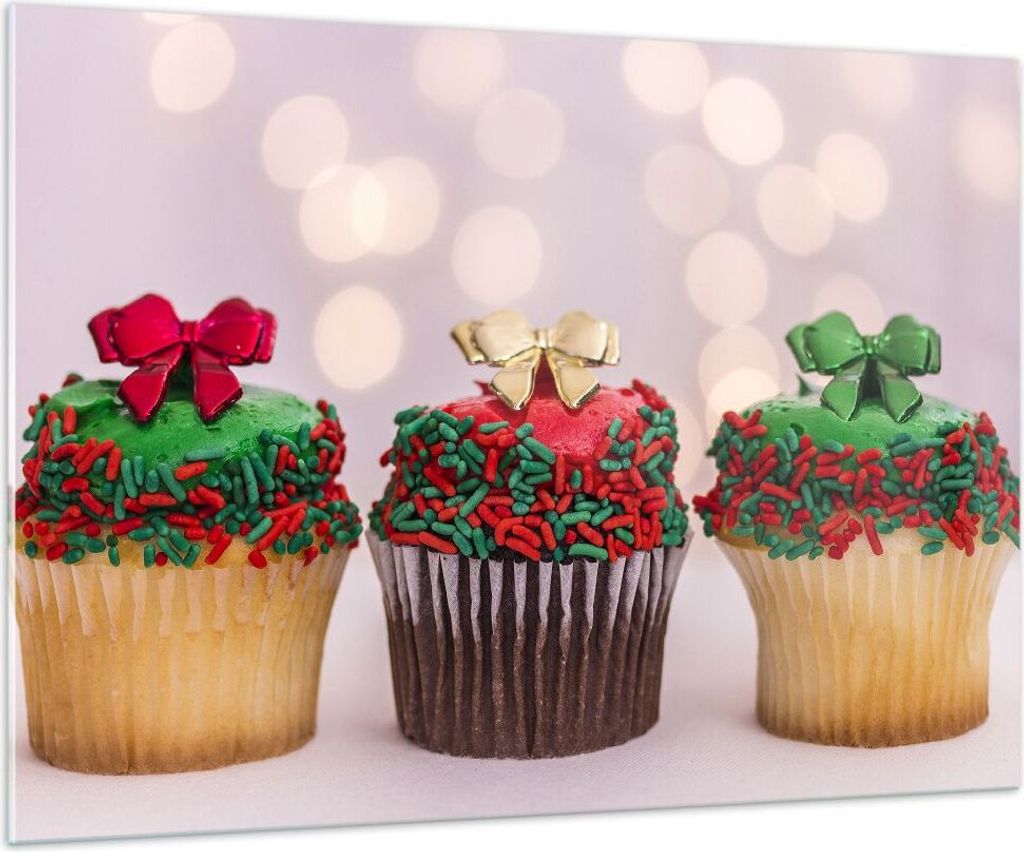 Bilder auf glas - Cupcakes Dessert Kuchen gebacken - 100x70cm - Glasbilder - Wandbilder - Kunstdruck - zum Aufhängen bereit - Wanddekoration aus G...