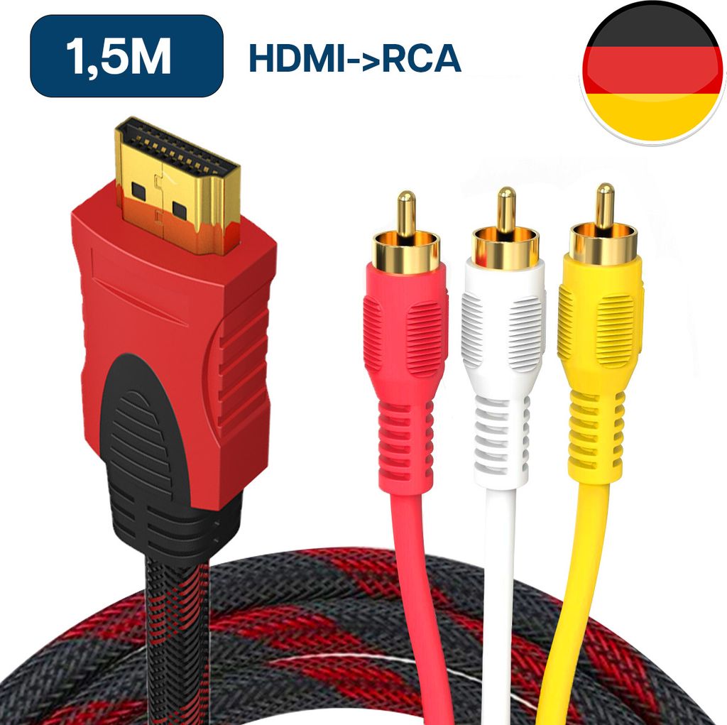 MMOBIEL HDMI zu 3RCA Audio Video AV Kabel Chinch Stecker Produktbild 1