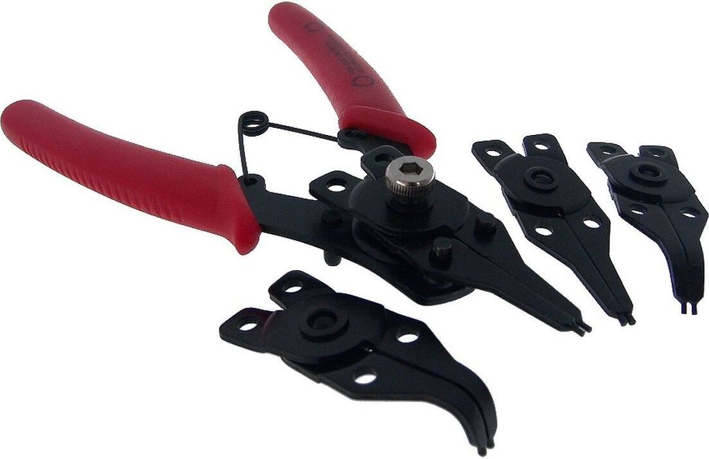 Seegerringzange mit 4 Aufsätzen 10-50mm Seegerring Sprengring Zange Werkzeug