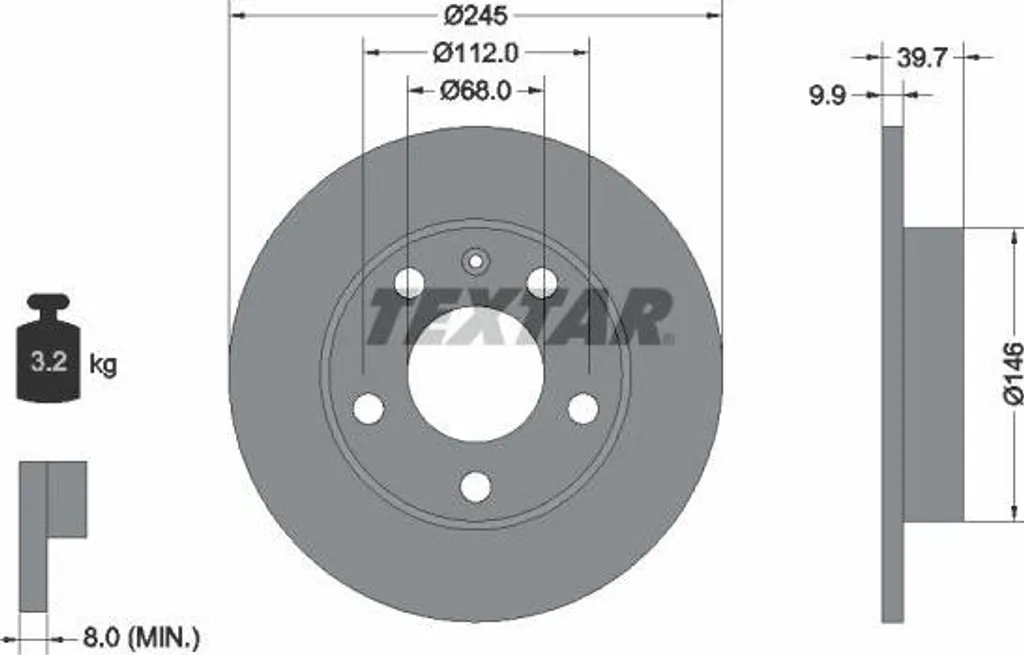 Disque de frein TEXTAR 92106203 compatible avec A4 8E 8H et Exeo