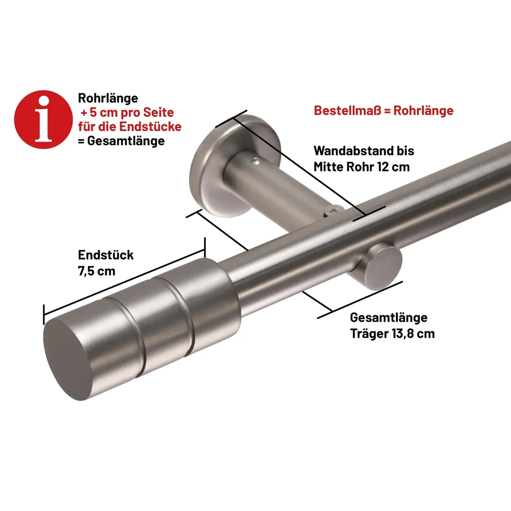 Bastone per Tende su Misura 200cm Acciaio Inox Ø25mm - 2