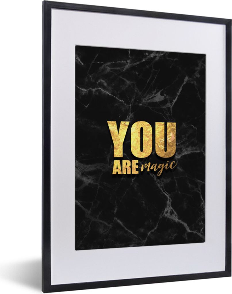 MuchoWow® Gerahmtes Poster Zitate - Magie - Gold - Marmor Produktbild 