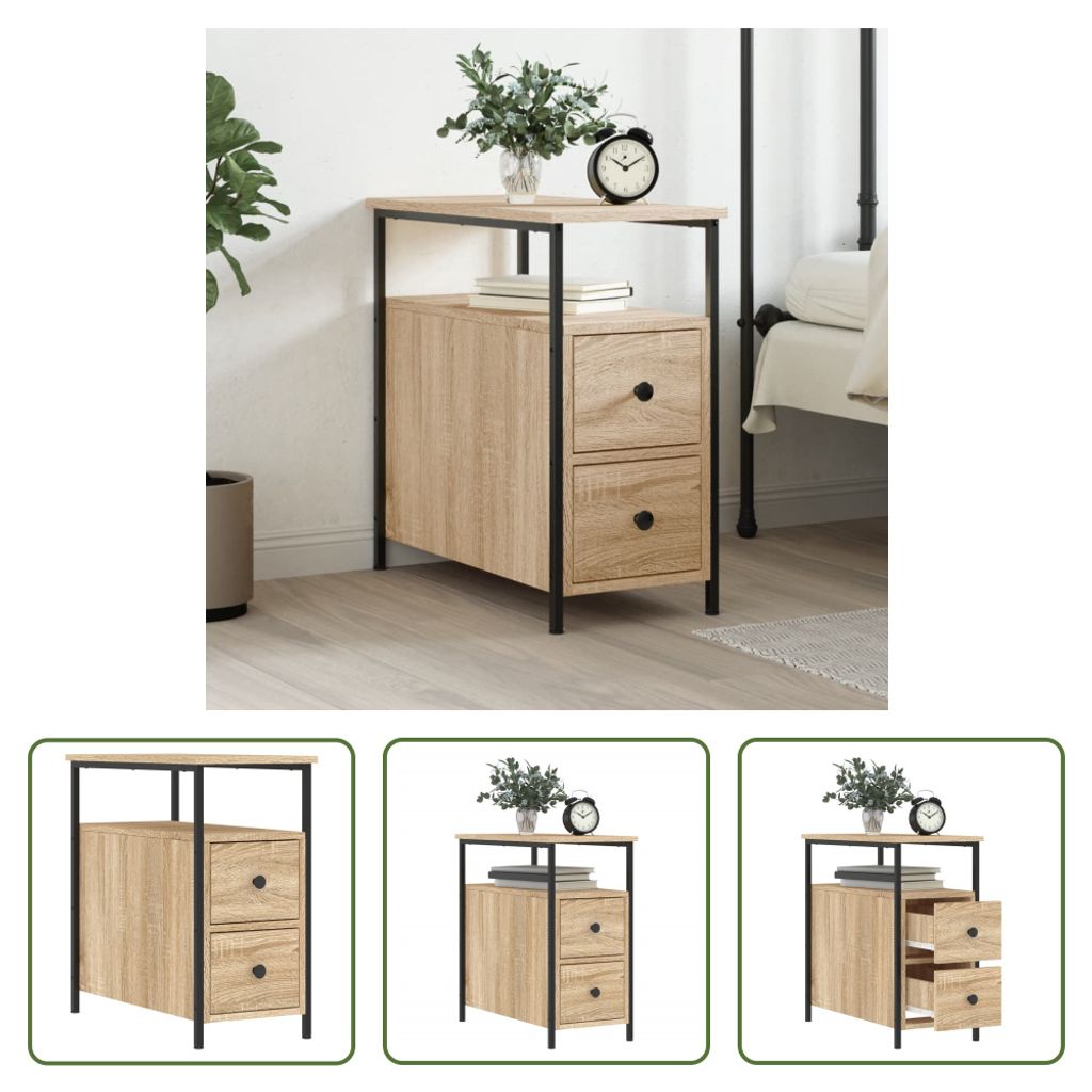 The Living Store Nachttisch Sonoma-Eiche 30x60x60 cm Holzwerkstoff