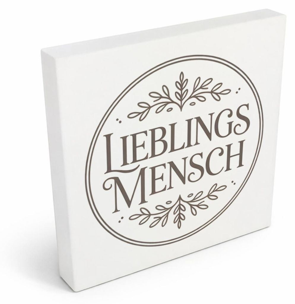 Lieblingsmensch Emblem Holzbild in 10x10 cm zum Stellen oder Aufhängen mit