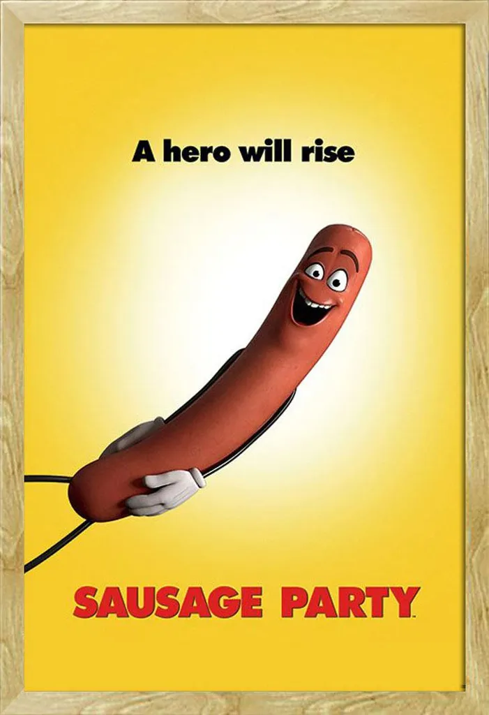 Sausage Party - Poster - Teaser + cornice rimovibile, Shinsuke® Maxi MDF faggio, disco acrilico