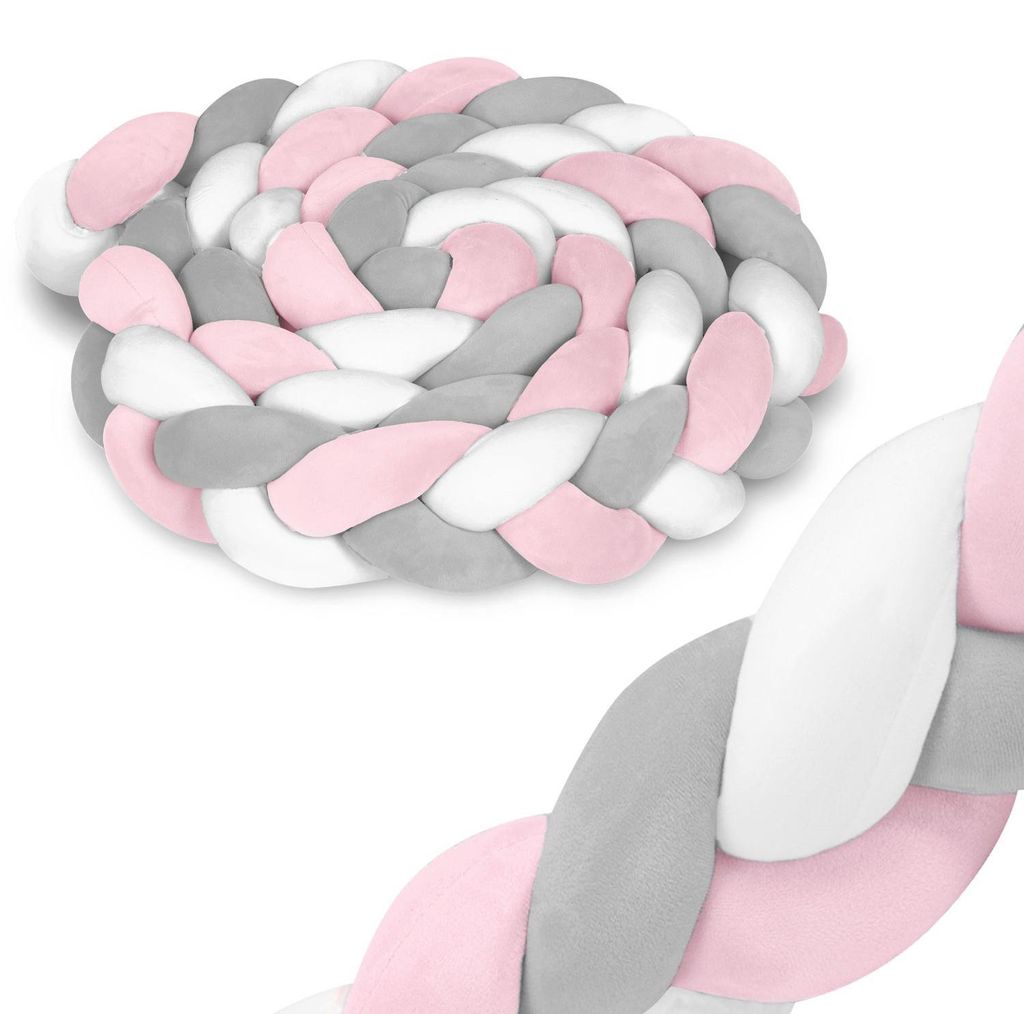 Paraurti per culla Ricokids 3m - rosa e grigio Immagine del prodotto 