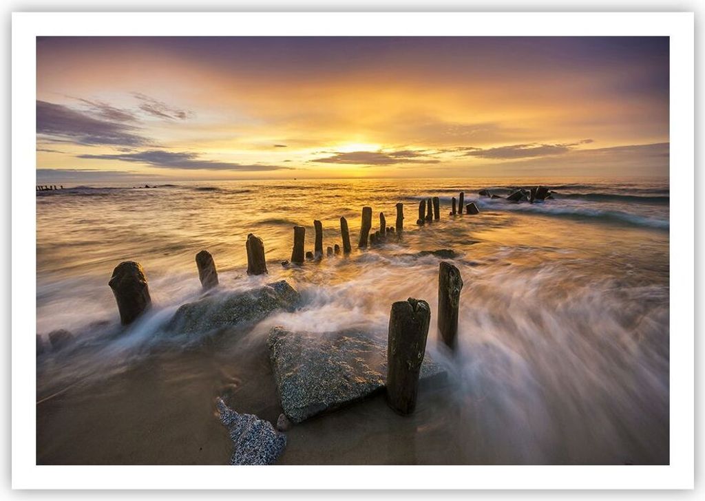 Poster - Poster ohne Rahmen - baltisch meer Mole Landschaft - 100x70 cm - Wand Bild - Wanddeko - Wandbilder - Kunstposter - Wandposter - Bilder - K...
