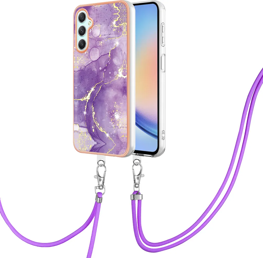 Cover Tracolla Samsung Galaxy A54 Viola - Accessorio Moda TPU
