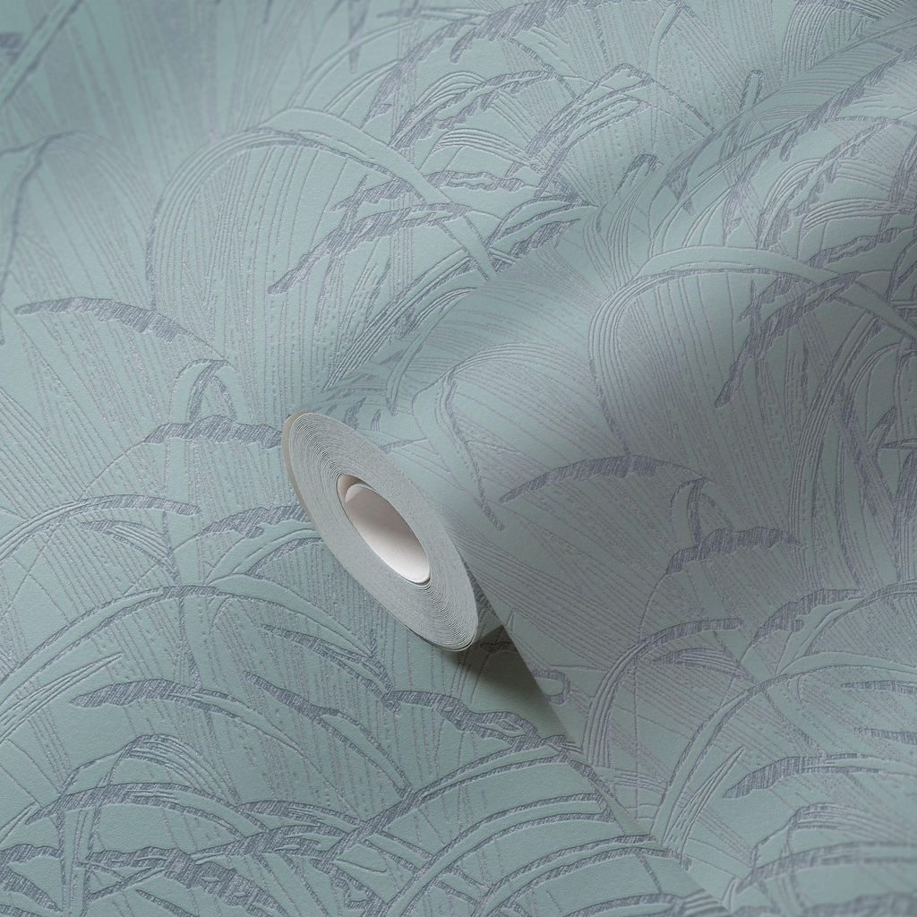 A.S. Creation | Florale Tapete | Vliestapete | Kollektion #Hygge | 386004 | Blau | 10.05 x 0.53 m | Schilfgras | Wohnzim