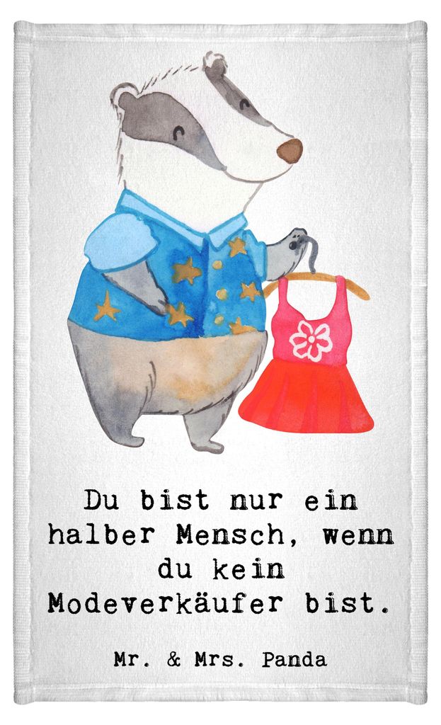 Mr. & Mrs. Panda Frotteetuch Modeverkäufer Herz - Weiß - Geschenk, Gästehandtuch 30x50, Witzig, Handtuch, Fashion Store, Verkäufer, Lustig, gä...