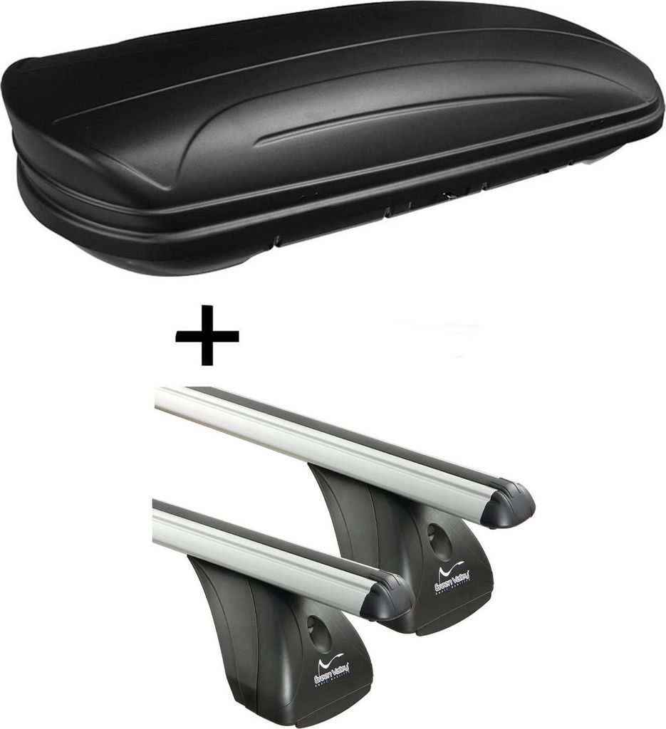 Dachbox VDPMAA320 320Ltr abschließbar schwarz matt + Aluminium Dachträger Aurilis VDP kompatibel mit für Opel Meriva I (5Türer) 2003-2009