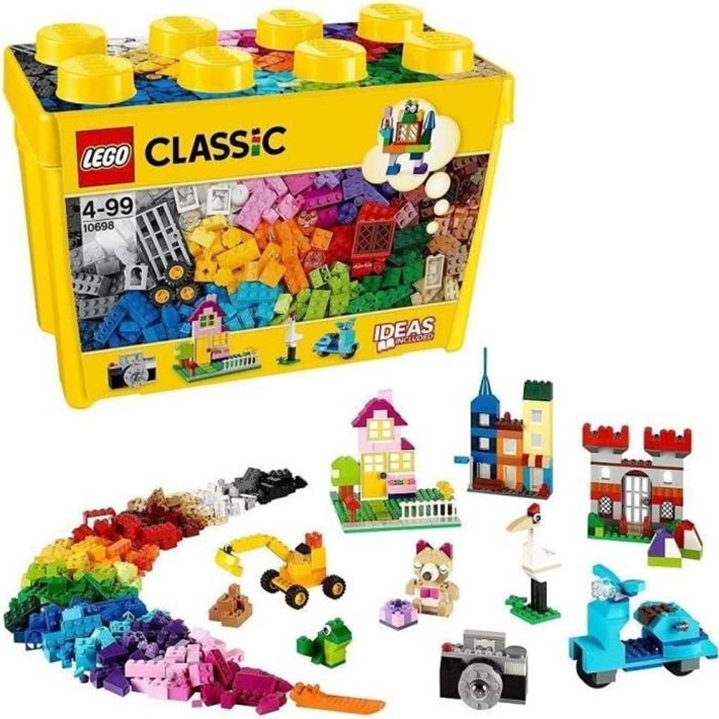 LEGO Classic 10698 Deluxe Bausteine-Box, 790 Teile, Kreatives Bauset mit Fenstern und Türen, 33 Farben