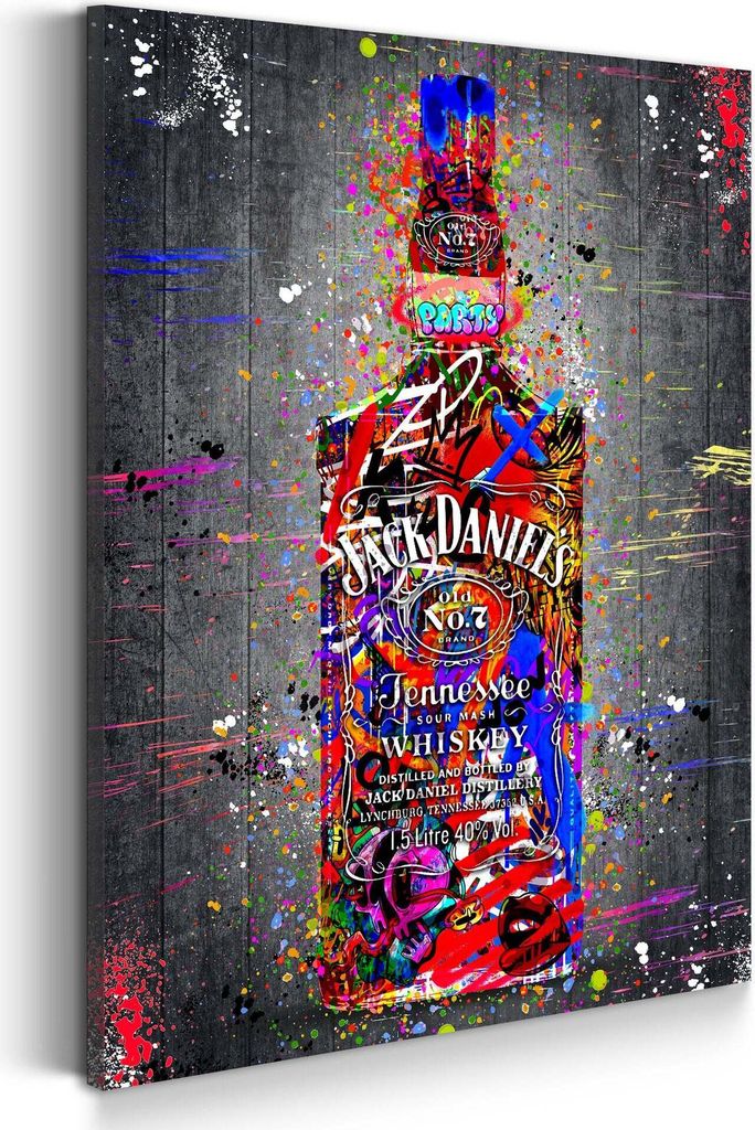 Jack Whisky mit Glas Wandbild Leinwandbild Kunstdruck XXL Deko: 100x150x4cm