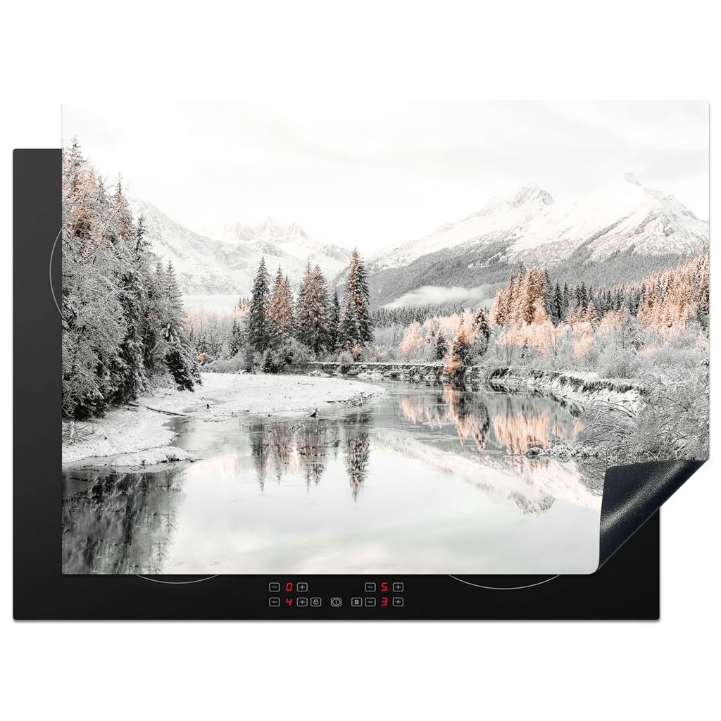 KitchenYeah Herdabdeckplatte Natur - Winter - Bäume - Berge - Schnee , 71x52cm, Küche Deko, Glaskeramikkochfeld Herdabdeckung, Abdeckplatte fù...