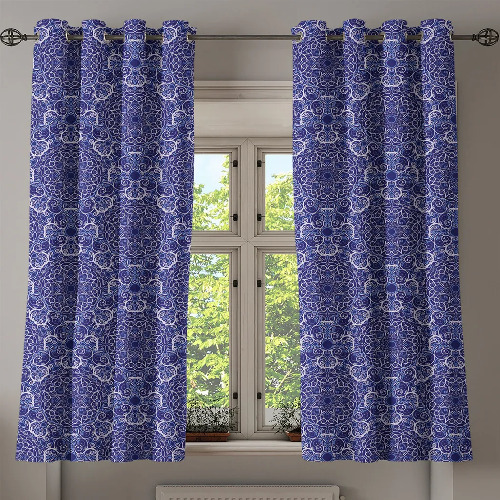 Set 2 Tende con Occhielli ABAKUHAUS 280x225 cm | Mandala Blu e Lilla - 2