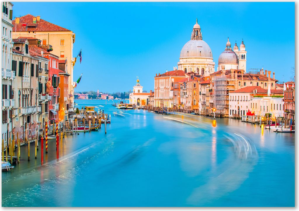 Tulup Leinwandbild - 100x70 cm - Wandkunst - Drucke auf Leinwand - Leinwanddruck - Sehenswürdigkeiten & Architektur - Blau - Venedig Italien