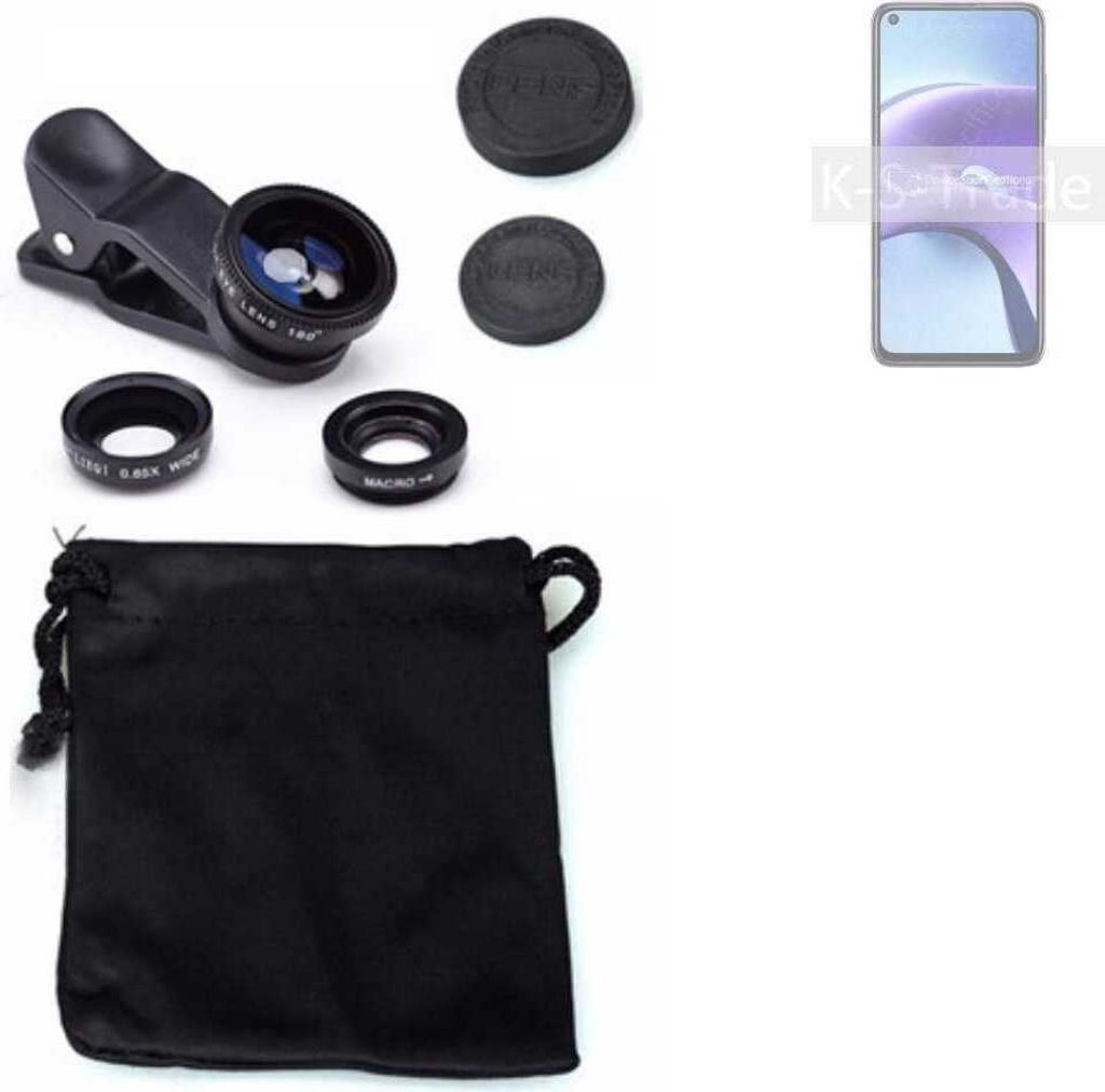 K-S-Trade Smartphone Kamera Linsen Set Kompatibel mit Xiaomi Redmi Note 9T 3in1 Clip-On Kamera Adapter Macro Weitwinkel FishEye Fischauge Objektiv