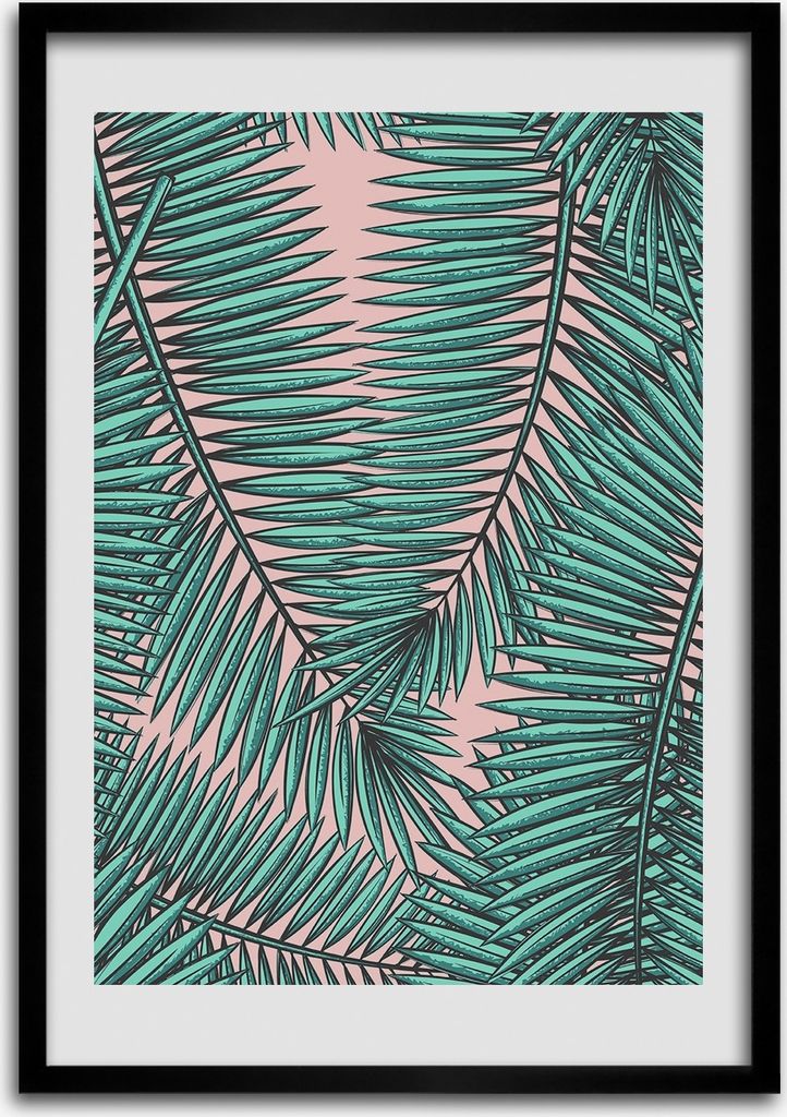 Bild - Bilderrahmen - 50 cm x 70 cm - MDF - Rahmen - Wandkunst Blätter der Palme