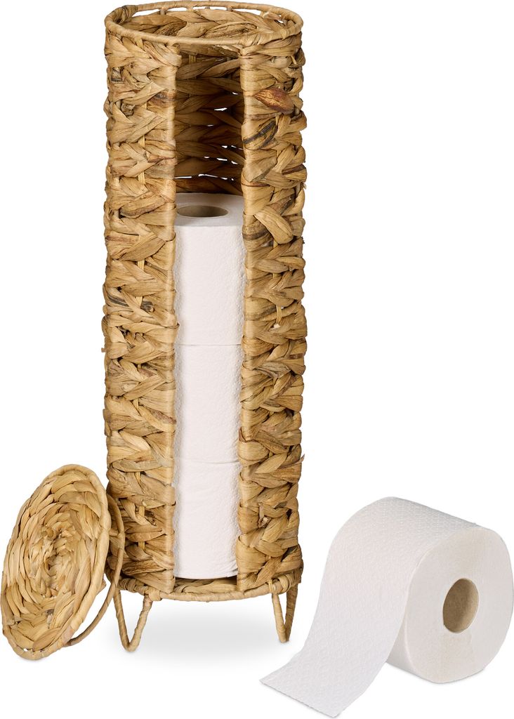Reserverolhalter - 4 Rollen - 50,5 x 16 cm - mit Deckel - Wasserhyazinthe