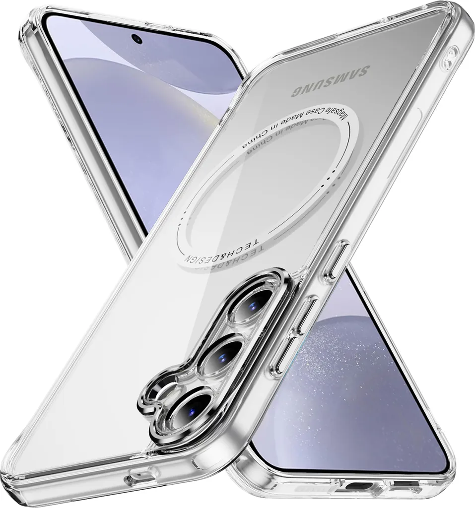 Custodia magnetica trasparente per Samsung Galaxy S25, compatibile con MagSafe, custodia protettiva ibrida antiurto Bianco