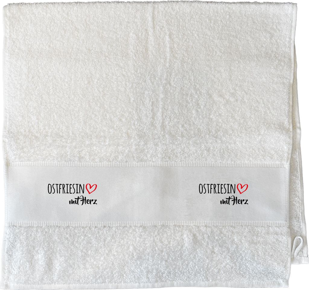 Huuraa Gäste-Handtuch Ostfriesin mit Herz Geschenk 50x100cm White Baumwolle Ostfriesin Präsent