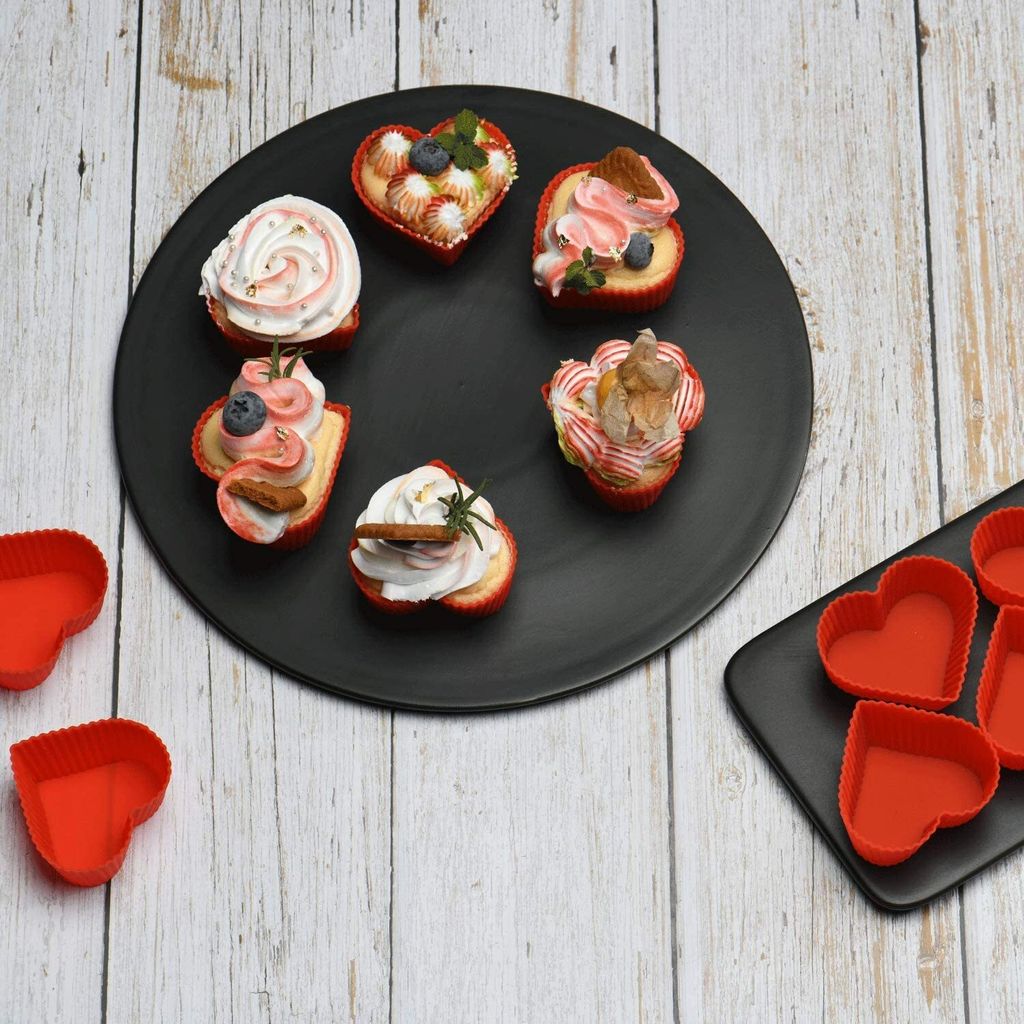 12 x Silikon-Muffinform mit Herz-Cupcake-Backform Produktbild 3