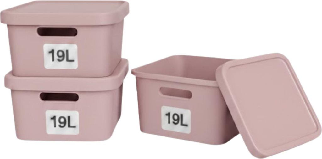 Plastard Boxen 19 L, 3er-Set, stapelbar, BPA-frei, Pink, Produktbild 