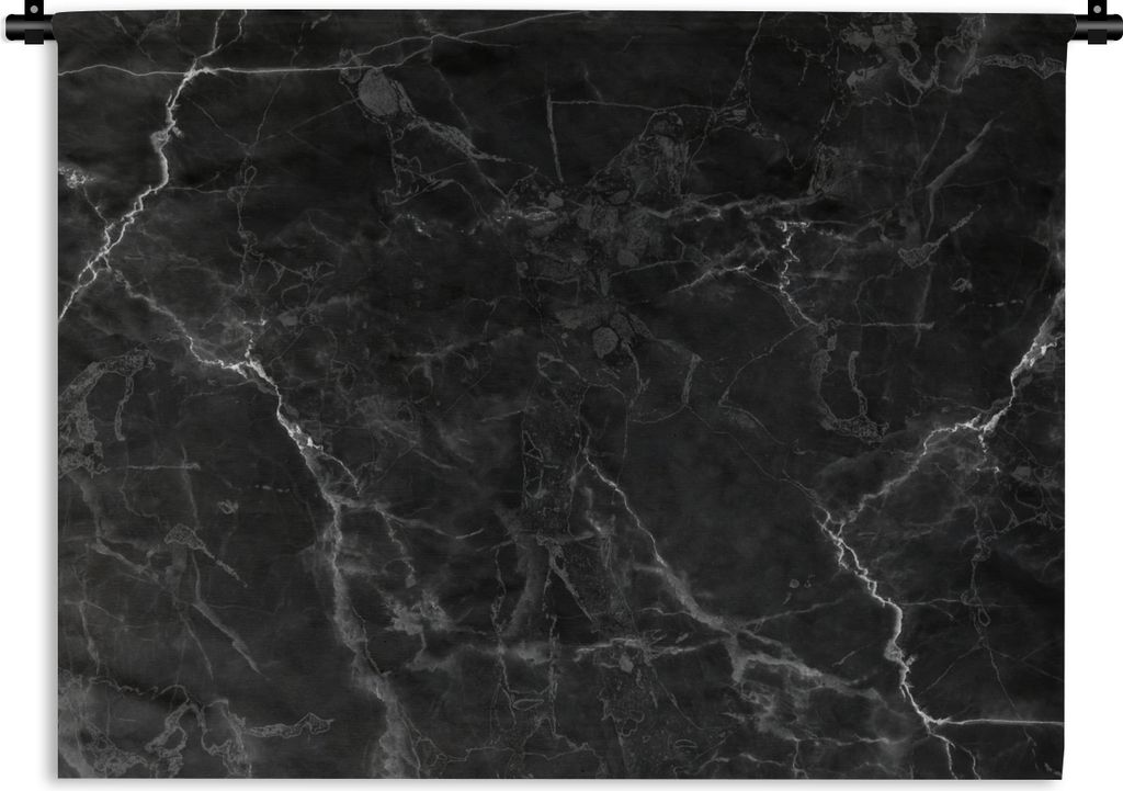 MuchoWow Wandteppich Wandbehang Marmor - Schwarz - Weiß - Textur - Marmoroptik 120x90 cm Tapisserie Dekoration Wandtuch - Wohnen - Aufhänger f...