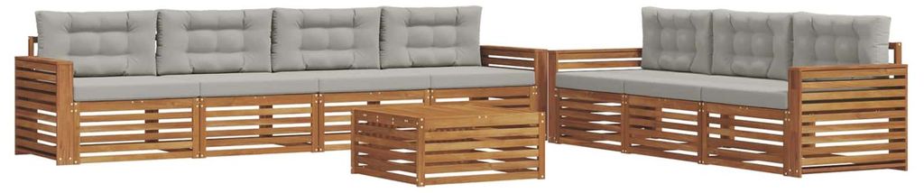 vidaXL Outdoor-Sofagarnitur mit Kissen 8 pcs Natürlich und Hellgrau