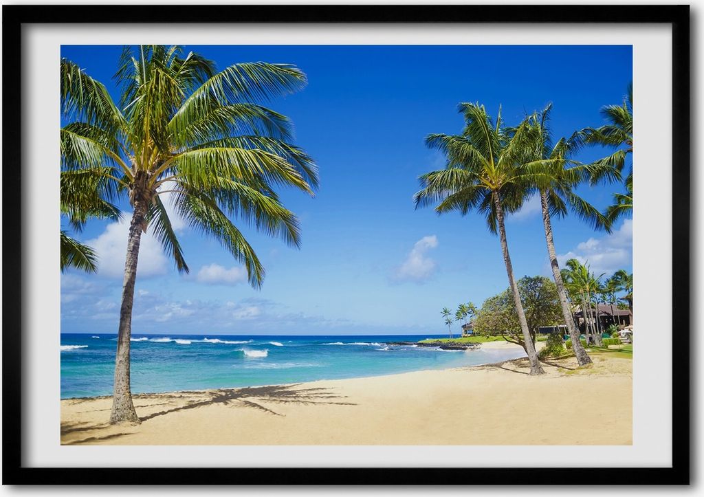 Bild - Bilder - Bilderrahmen - 70 cm x 50 cm - MDF-Rahmen, Wandkunst Tropischer Strand