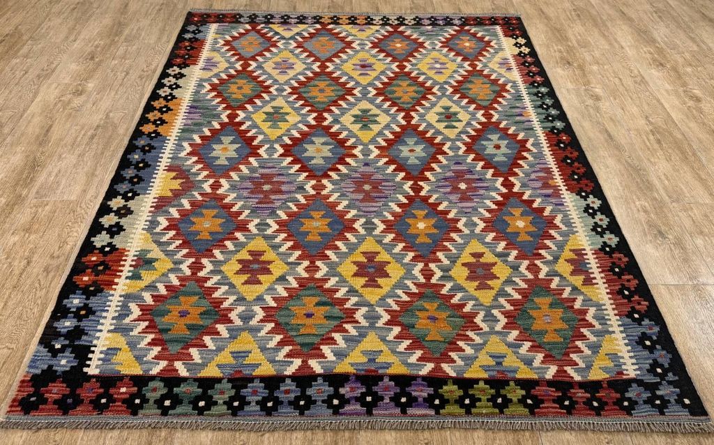 Teppich KELIM ORIGINAL | Farbe: Multi; Größe: 155x201 cm | strapazierfähig und leicht zu reinigen | Wohnzimmer | Schlafzimmer