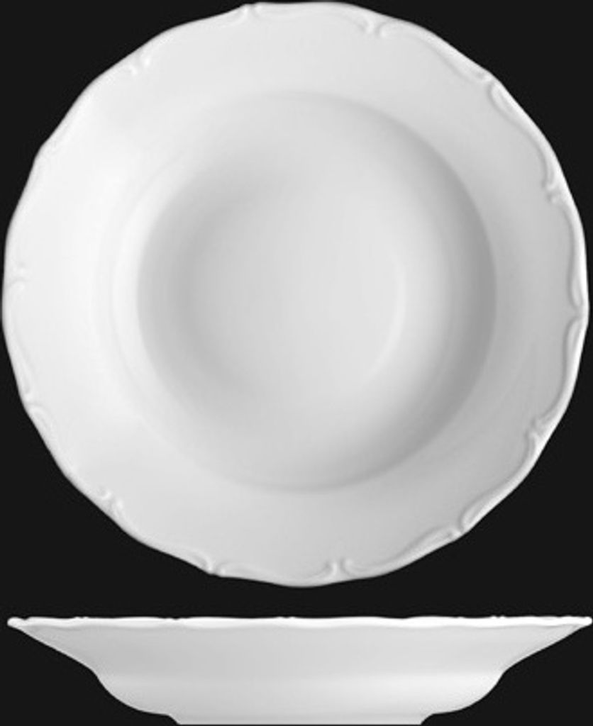 Tiefer Teller 24 cm, weißes Porzellan, Verona, G. Benedikt Produktbild 