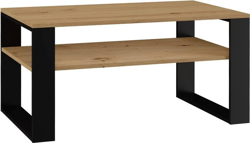 Tavolino moderno "MODERN 1P" con ripiano – Artisan Oak e nero | Colore: Artisan Oak – Nero