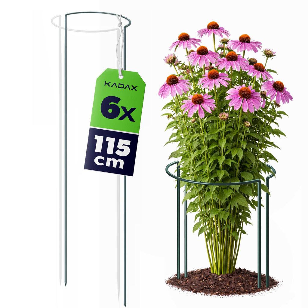 KADAX Pflanzenstütze 115 cm Höhe 6 Stück Staudenstütze aus pulverbeschichtetem Stahl, Pflanzenhalter für Stauden, Pfingstrosen & Hortensien (H...