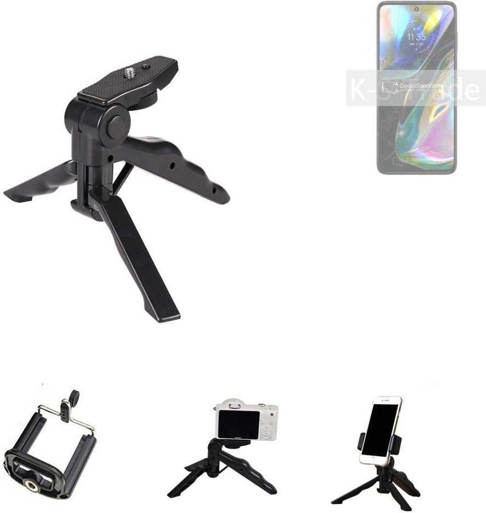 K-S-Trade Stativ Tisch-Ständer Dreibein Handy-Stativ Ständer kompatibel mit Motorola Moto G71s Mini-Stativ Smartphone Tripod Handy-Stativ aus