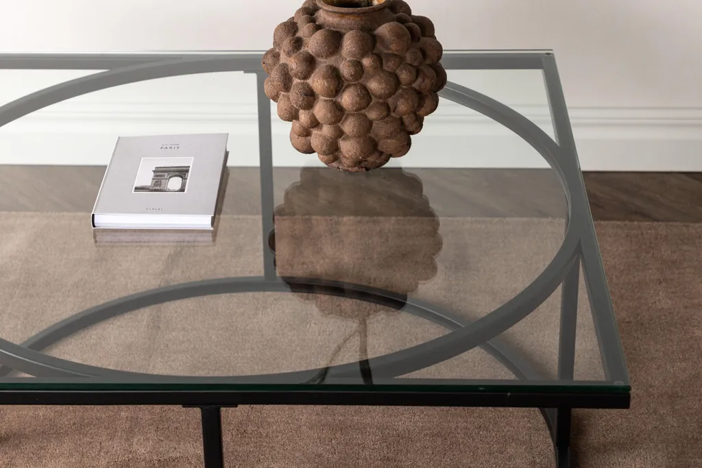 Table Basse Carrée Skanör 90x90 cm en Verre et Finition Noire Mate - 3