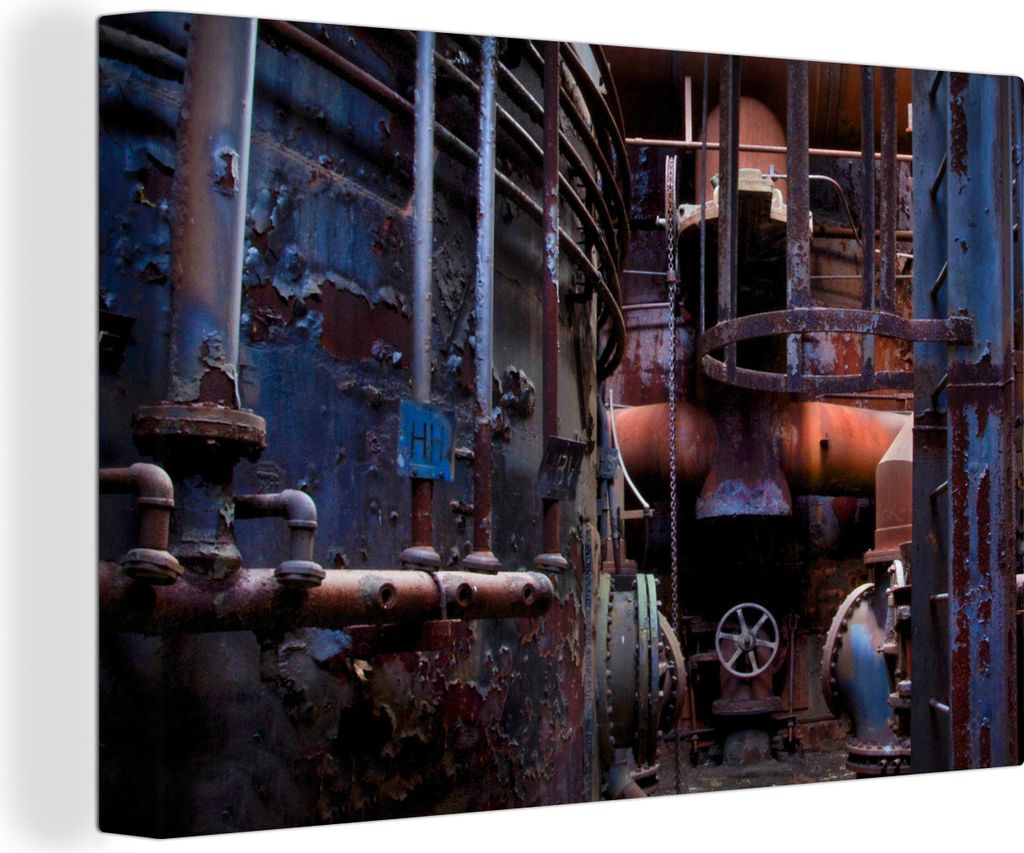 OneMillionCanvasses - Leinwandbilder - 140x90 cm, Das Innere einer Eisenhütte aus der Zeit der industriellen Revolution, Wandbilder Kunstdruck W...