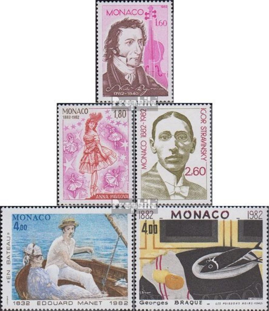 Briefmarken Monaco 1982 Mi 1553-1557 (kompl.Ausg.) postfrisch Bedeutende Künstler