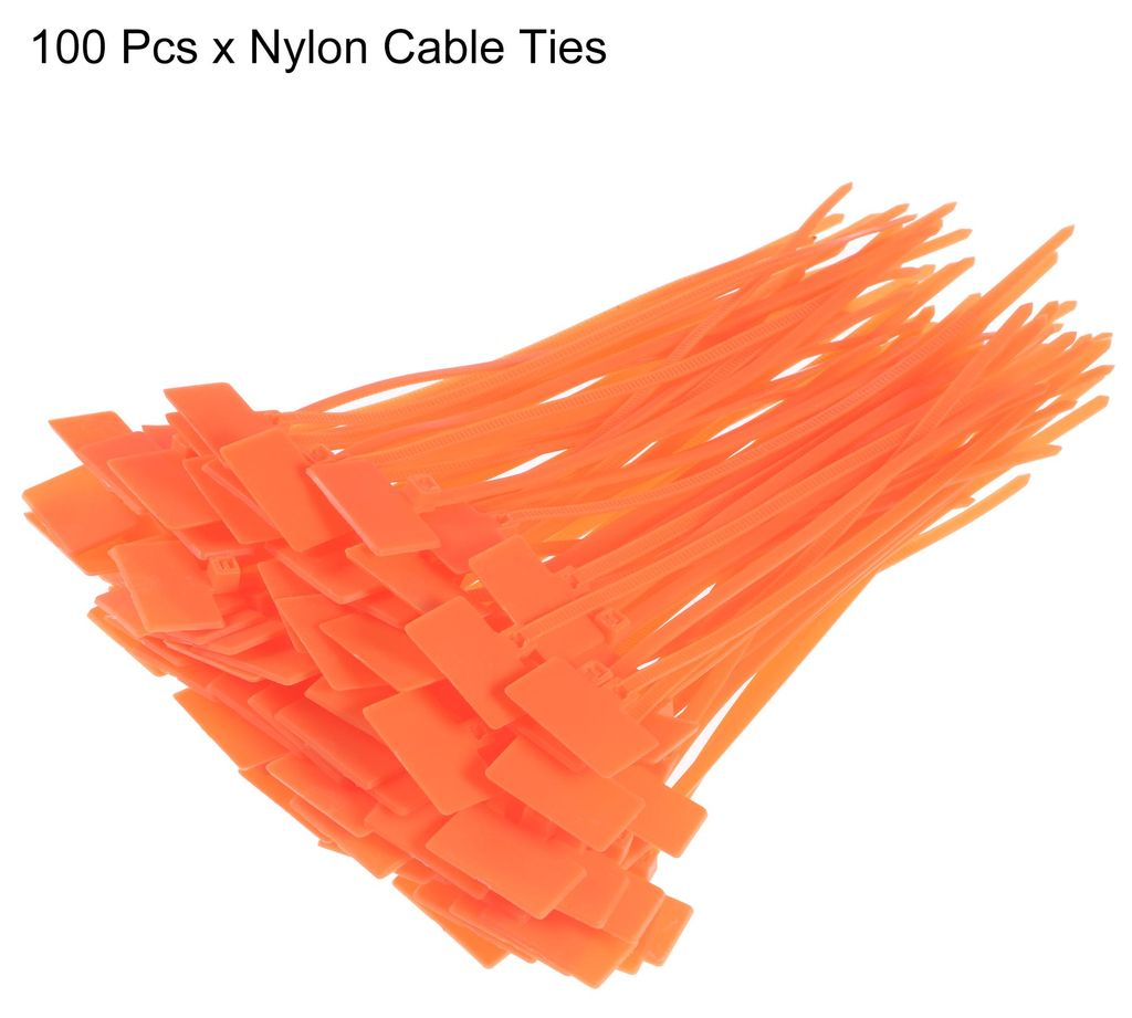 100Stk Nylon Kabelbinder Tags Etiketten Marker Selbstsichernd zum Markieren Organisieren Orange