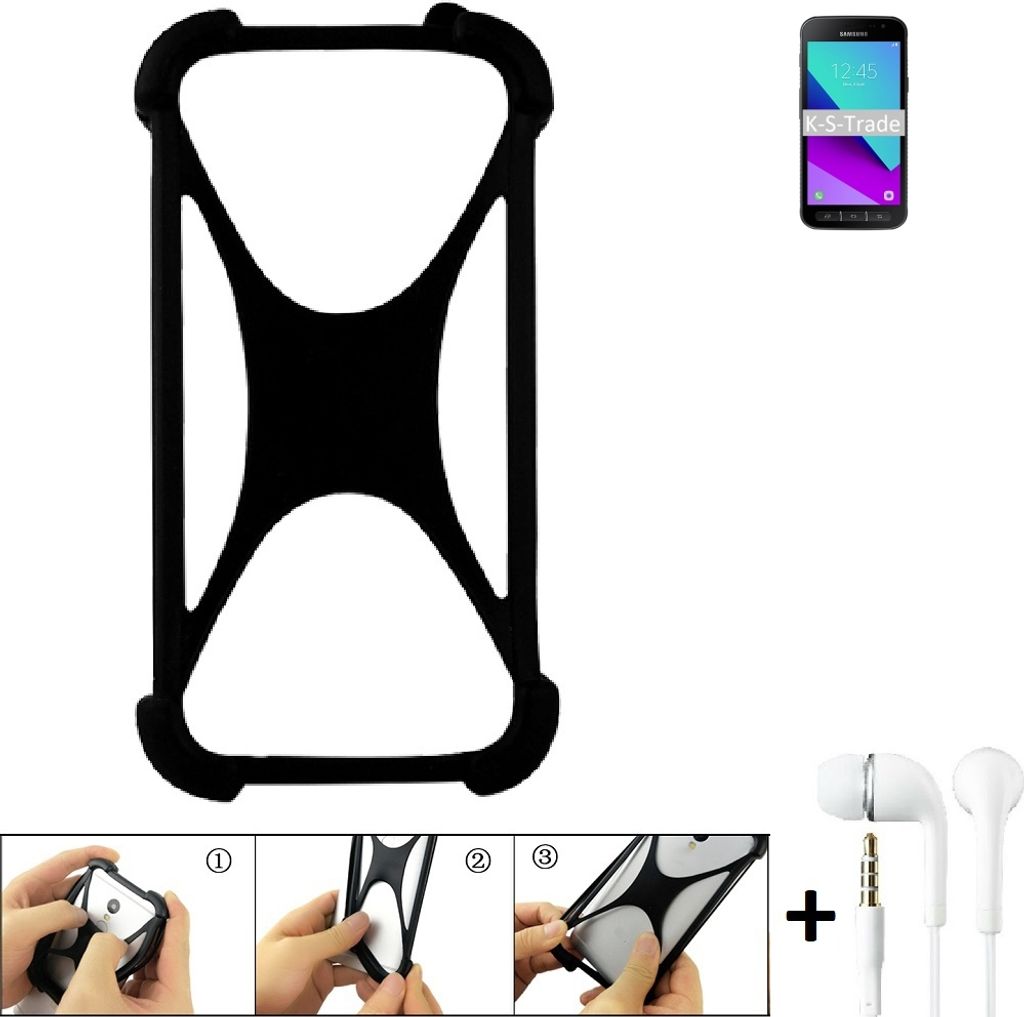 K-S-Trade Handy-Hülle + headphones kompatibel mit Samsung Galaxy Xcover 4 Schutz-Hülle Bumper Silikon Cover Case Silikoncase Silikonbumper TPU
