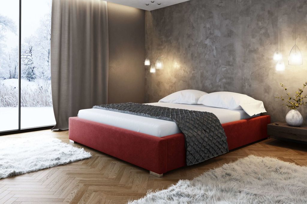 Polsterbett ohne Kopfteil Paulo 140x200, Rot